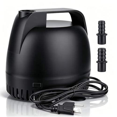 hygger 925GPH Submersible Pump Aquarium, Fish Tank Water Pump Adjustable Flow with 2 Nozzles, 10.4 ft High Lift Quiet Fountain Pump for Aquarium, Pond, Hydroponics, Water Garden - size: L