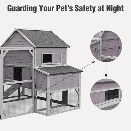 Large Chicken Coop with Run - Wooden Hen House with 6 Nesting Boxes and Removable Tray, 41.3ft² Poultry Pet Hutch Run Cage with Waterproof Asphalt Roof, fold Out House for 8-10 Chickens - size: 118.0"L x 98.0"W x 49.0"H
