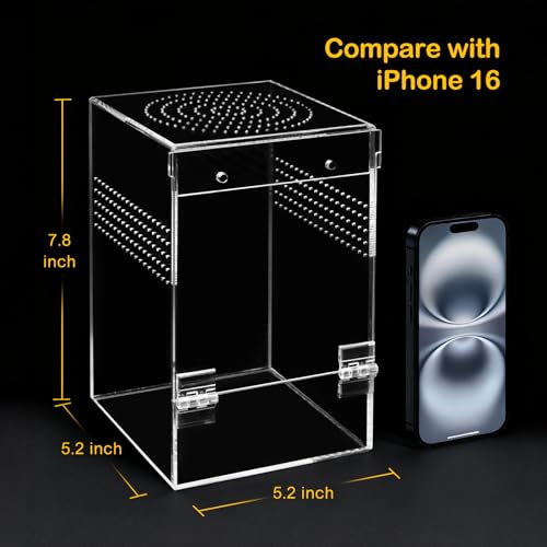 Jumping Spider Enclosure Starter Kit,Escape Proof Forest Terrarium | Praying Mantis Terrariums,Transparent Acrylic Complete Bug Habitat,All In One Arboreal Tarantula Cribs Cage,Insect Container - size: Large