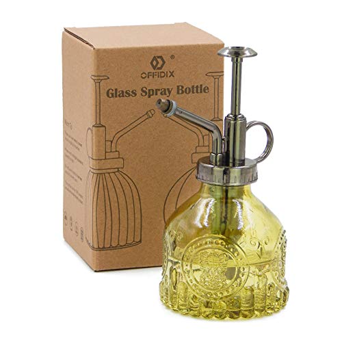 OFFIDIX Plant Mister, Small Watering Can Indoor 6.3" Tall Vintage Plant Spritzer Watering Can, Succulent Watering Bottle with Plastic Top Pump Glass Spray Bottle for Indoor Potted Plants (Olive Green) - color: D-Olive Green