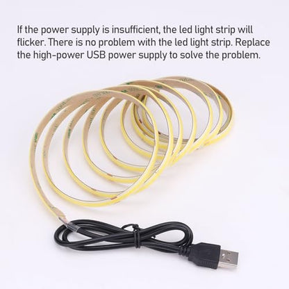 DC 5V USB COB LED Strip Light Natural White 4000K Dimmable IP65 Waterproof CRI 93+ USB Powered 6.6ft/2M 640LEDs with Dimmer High Brightness Flexible LED Tape Lights - color: Natural White