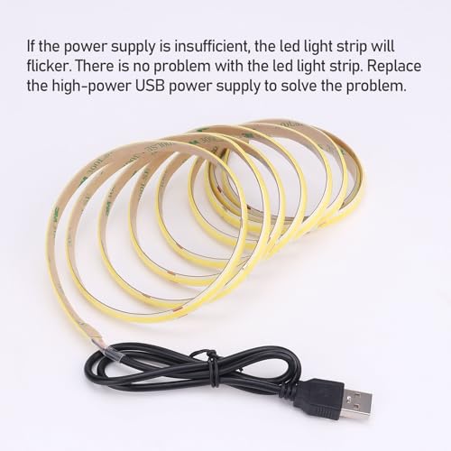 DC 5V USB COB LED Strip Light Warm White 3000K Dimmable IP65 Waterproof CRI 93+ USB Powered 6.6ft/2M 640LEDs High Brightness Flexible LED Tape Lights - color: Warm White