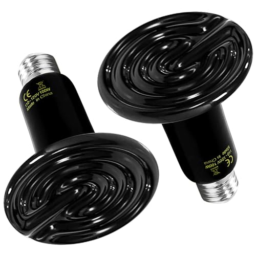 Simple Deluxe 100W 2-Pack Ceramic Heat Emitter Reptile Heat Lamp Bulb No Light Emitting Brooder Coop Heater for Amphibian Pet & Incubating Chicken - size: 100W, style: 2 Pack
