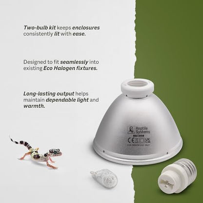 Reptile Systems Replacement Bulb Eco Halogen White Spot Lamp – White 75w, 2 Count – Replacement Bulb Kit for Reptiles & Amphibians – Light for Tanks, Vivariums & Crested Geckos