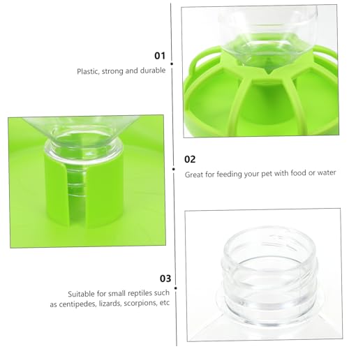 2sets Reptile Water Feeders Food Bowls Plastic Tortoise Drinking Tools Decorative Fence Design for Lizards Turtles and Other Pets