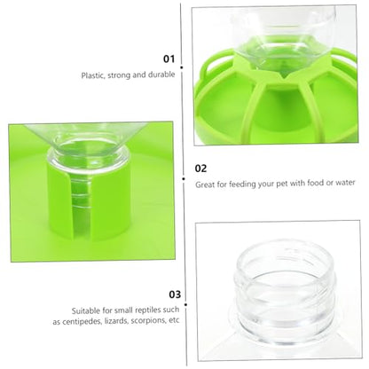 2sets Reptile Water Feeders Food Bowls Plastic Tortoise Drinking Tools Decorative Fence Design for Lizards Turtles and Other Pets