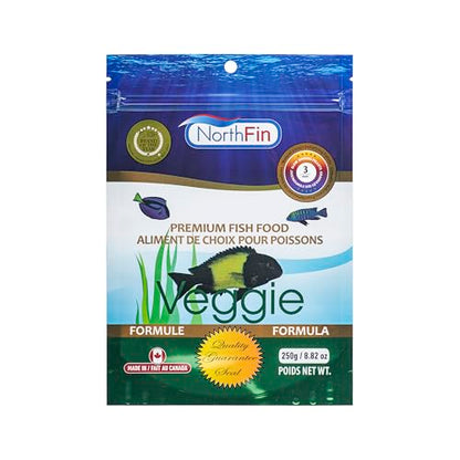 Northfin Veggie Fish Food, Slow-Sinking Pellets, 3mm, 250g | Veggie Formula; slow-sinking pellets for herbivorous & omnivorous fish; organic kelp first ingredient; crafted in Canada - size: 8.8 Ounce (Pack of 1), style: 3mm