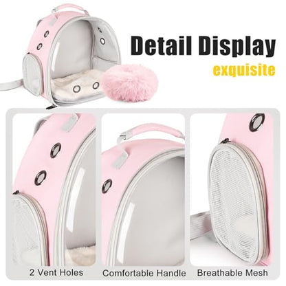 2-Pack Guinea Pig Carrier Backpack and Playpen with Lid, Breathable Pet Playpen Pop Open Exercise Fence, Portable Small Animal Cage for Rabbits, Chinchillas, Squirrel, Lizard, Sugar Glider - color: Pink