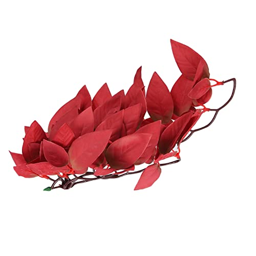 BORDSTRACT Artificial Reptile Plant, Lifelike Plastic Hanging Leaves Decoration with Suction Cup for Terrarium Fish and Reptile Habitats (T-1033A4) - size: T-1033A4