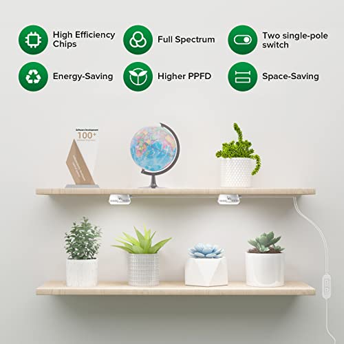 SANSI LED Puck Grow Light, 10W (150 Watt Equiv) Full Spectrum 2-Head Lamp for Plants with Ceramic Tech, Hanging Lights with ON/Off Switch for Plant Shelf Greenhouse Hydroponic (Pack of 2) - size: Puck Grow Light with ON/Off Switch (Pack of 2)