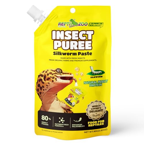 Crested Gecko Food, Silkworm Paste Reptile Food Made with Fresh Insects Gecko Food Complete Diet 2.82oz