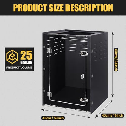 16" x 16" x 24" PVC Reptile Enclosure, Front Opening Arboreal Terrarium for Adult Geckos & Tropical Reptiles, Insulated Lightweight Tank with Screen Top & Secure Lock - size: 16"16"24"