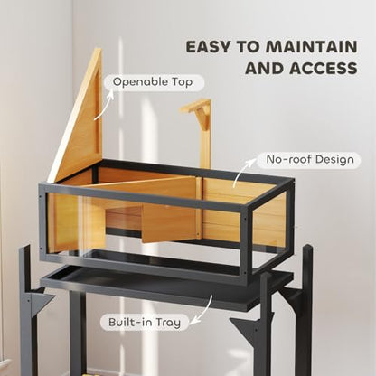 Wooden Tortoise Habitat with Storage Shelf & Clear Windows - Yellow