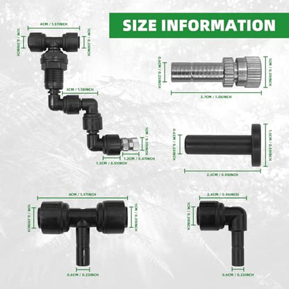 2 Pack Reptile Mister Nozzles, 1/4'' Reptile Misting Nozzles, Adjustable Reptile Fogger Fine Mist Nozzles for Full Water Coverage, Replacement Micro Spray Nozzles for Reptile Terrarium Tank
