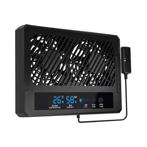 Fan for Reptile Enclosure Dehumidifier Temperature and Humidity Meter Terrarium Thermometer Hygrometer for Amphibians Gecko