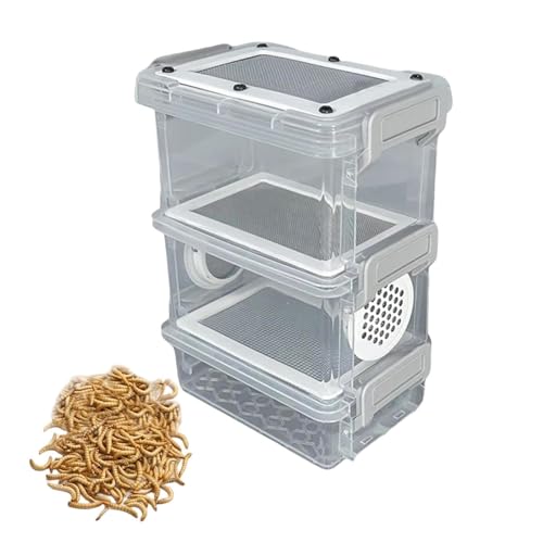 Mealworm Breeding Kit 2 Layer Live Feeder Worm Farm | Frass Separator, Frass Filter Box, For Reptiles Bearded Dragons Leopard Geckos Birds Chickens Lizards