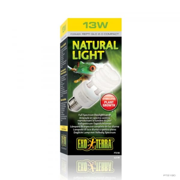 Exo Terra Repti-Glo 2.0 Compact Fluorescent Full Spectrum Terrarium Lamp, 13-Watt (Natural Light)