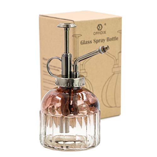 OFFIDIX Glass Watering Spray Bottle,Plant Mister Watering can Indoor with Bronze Plastic Top Pump, Glass Small Watering Can for Indoor Potted Plants Outdoor House Plant - color: B-tawny Transparent Gradient