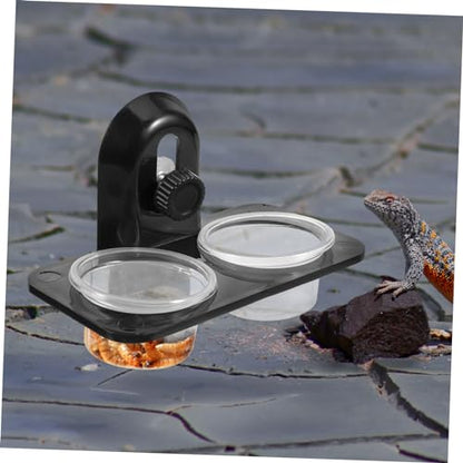 Toddmomy Reptile Feeding Bowl Container for Lizards Turtles Geckos and Durable Screw Type Design with Dual Compartment Easy to Clean Feeding Supplies for Reptiles