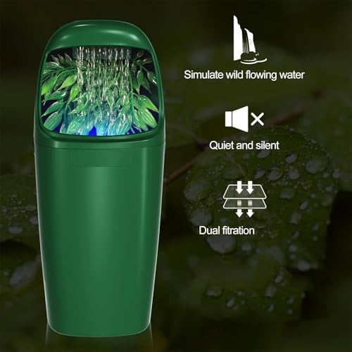 Automatic Reptile Drinking Fountain, Reptile Water Feeder with Water Pump, Real Simulate Outdoor Water and Adjustable Water Flow Speed, Double Filter Device and Easy to Refill, for Reptiles