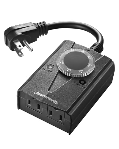 DEWENWILS Light Timer Outdoor Weatherproof, Outdoor Timer for Light, Heavy Duty 2-Prong Grounded Outlet, Dusk to Dawn and 2/4/6/8 Countdown for String Light, UL Listed, Black - style: 2-Outlet