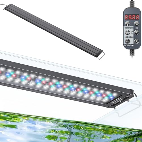 Pawfly 46W 24/7 Planted Aquarium LED Light for 48" to 54" Fish Tanks, Extendable Fish Tank Light with Timer & Full Spectrum (White/Blue/Red/Green), D/N Mode, Dimmable, Aquarium Grow Light for Plants - color: Basic, size: 48" to 54"