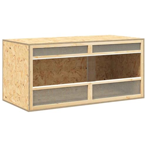 vidaXL Terrarium Small Animal Pet Supply Reptile Habitat Cage Glass Terrarium Jar Kit Feeding Box Engineered Wood 39.4"x18.5"x18.5" - size: 39.4" x 18.5" x 18.5"