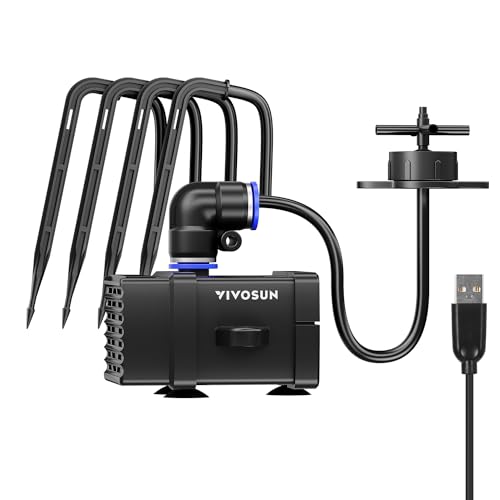 VIVOSUN FlexFeed Drip Irrigation Kit, 4W Automatic Irrigation System with Pump & 4 Drip Emitters, App-Controllable Professional Plant Watering Drip Kit for VGrow Smart Grow Box - style: Drip Irrigation Kit Only for Vgrow