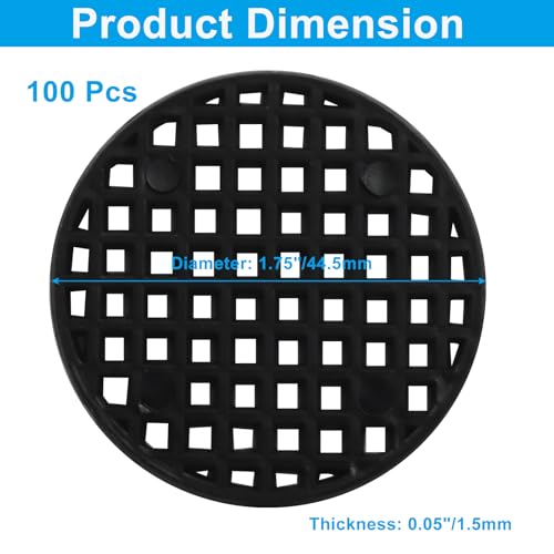 100pcs Plant Drainage Mesh Pads - 1.8 Inch Round Plastic Grid Mat, Breathable Soil Guard for Potted Plants, Bonsai (Black) - size: 1.8 Inch