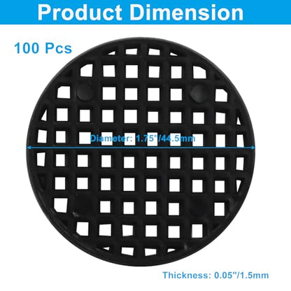 100pcs Plant Drainage Mesh Pads - 1.8 Inch Round Plastic Grid Mat, Breathable Soil Guard for Potted Plants, Bonsai (Black) - size: 1.8 Inch