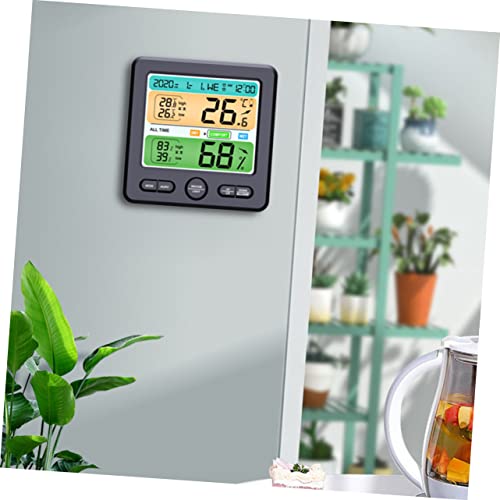 Multi-Function Digital Hygrometer and Clock for Home Use Temperature and Humidity Monitor with Large Display Accurate Indoor Climate Control Tool for Reptiles Office and More