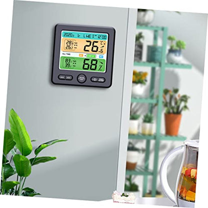 Multi-Function Digital Hygrometer and Clock for Home Use Temperature and Humidity Monitor with Large Display Accurate Indoor Climate Control Tool for Reptiles Office and More