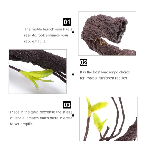 ABOOFAN Simulation Rattan Vine Climbing Plant 100cm Fake Hanging Plastic Vines Bendable Terrarium Decor for Reptile Habitat and Pet Enclosure