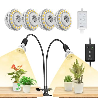 SANSI LED Grow Lights for Indoor Plants, Lifetime Free Bulb Replacement, 300W Full Spectrum+20W(5W*4) Puck Grow Lights for Indoor Plants