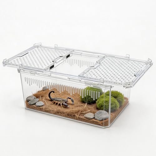 High-Transparency Reptile & Insect Enclosure Terrarium with Magnetic Door, Excellent Ventilation, Easy Cleaning, and Strong, Long-Lasting Build for Cricket,Gecko, Hermit Crab (White, 7.5x4.9x3.7 Inch) - color: White, size: 7.5x4.9x3.7 Inch
