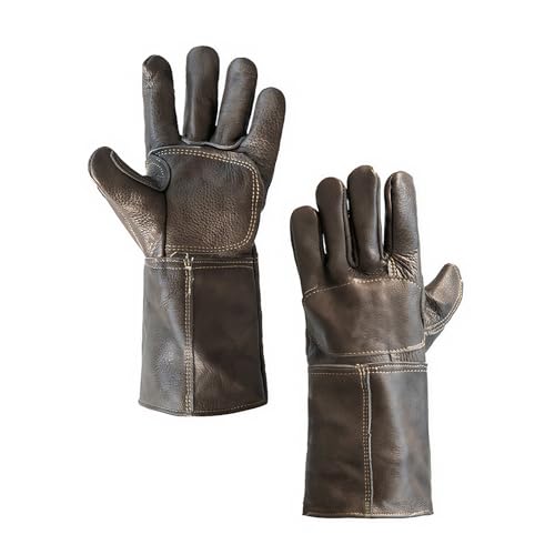 ThreeH Animal Handling Gloves Falconry Cat Scratch Proof Reinforced Leather Glove - size: Small