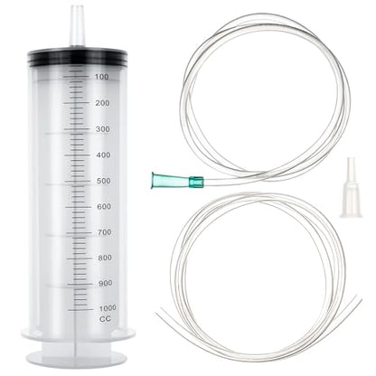SHAOTONG 1000ml Syringe with 40 Inch Tube and Tip Adapter, for Feeding Pets, Liquid Refilling, Drawing Oil Fluid - size: 1000ML/CC