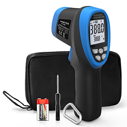AIOMEST Digital Infrared Thermometer - Non Contact High Temperature Gun AI-1500 Infra Pyrometer Temp Gauge -58~2732℉ Handheld IR Laser Reader for Cooking Kiln HVAC (NOT for Human Temp) - color: Blue