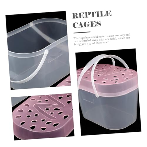 TOYANDONA 2pcs Turtle Cases Reptile Carrying Boxes for Small Pets Convenient Outdoor Pet Accessories Lightweight and Easy to Carry - color: Pink