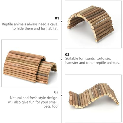 Small Pet Reptiles Shelter and Wooden Reptile Hiding House Small and Large Sizes Indoor Habitat Hideout for Tortoise Hamster Lizard