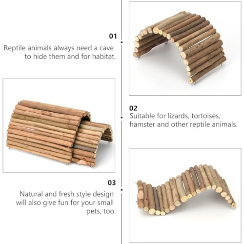 Gadpiparty Natural Solid Wood Reptile Hiding House and Fence Set Small and Large Sizes Shelter for Tortoise Hamster Lizard and Small Pet Reptiles Suitable for Terrariums