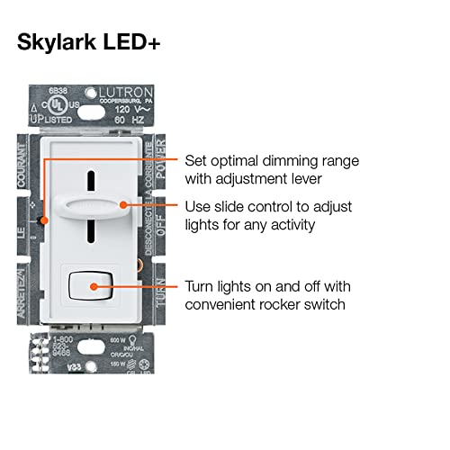 Lutron Skylark LED+ Dimmer Switch for Dimmable LED, Lutron Dimmer Switch For Halogen and Incandescent Bulbs, 150W/Single-Pole or 3-Way, SCL-153P-BL, Black - color: Black