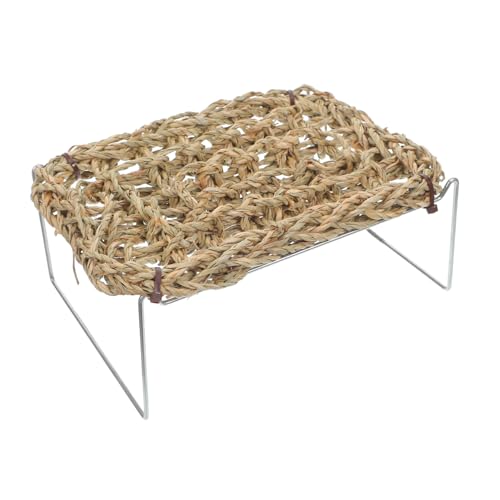 BESPORTBLE Bearded Dragon Lounger and Hammock with Metal Legs, Rectangular Seagrass Basking Platform Bed for Lizards, Leopard Gecko, Hermit Crabs, and Small Reptiles