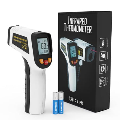 KNINE OUTDOORS Infrared Thermometer Laser Temperature Gun, -58℉ to 1112℉, Single Laser Targeting, Distance to Spot Ratio 12:1, for Cooking, Oven and Meat (White) - color: White