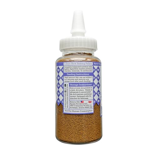 Aquatic Provisions Extra Small Fish Food Pellets 3.17 oz, Sinking 0.5mm Size, High Protein, for Tropical Community Aquariums