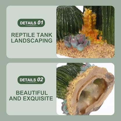 LIOOBO Desert Terrarium Decor Artificial Resin Cactus Succulent Plant Reptile Habitat Decoration for Tortoise and Lizard Enclosure