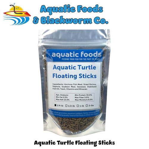 Aquatic Turtle 3/8" x 1/8" 30% Protein Floating Sticks for Aquatic & Semi Aquatic Red Ear, Painted. Map, Soft Shell Pond Turtles...WL…1/4-lb Foil Pouch Bag - size: 4 Ounce (Pack of 1)
