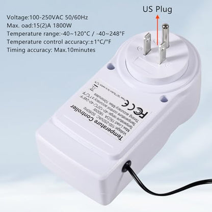 UMLIFE 2Pack Digital Thermostat Temperature Controller Electric Digital Thermostat Heating Cooling Control Mode Timer 1800W 120V 15A Greenhouse Heater with Thermostat Backlit Display - style: 2PCS