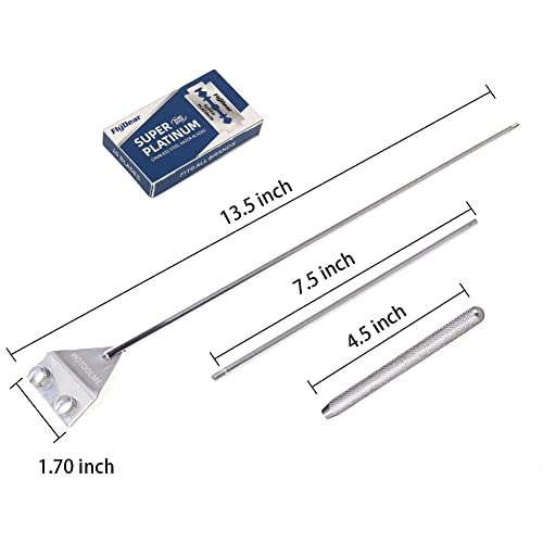 HOTOOLME Aquarium Scraper, 25.6" Stainless Steel Scraper Cleaning Razor with 10 Blades for Glass Aquarium Fish Tank | Glass Aquarium Cleaning 65cm Long Handle