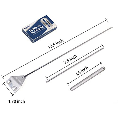HOTOOLME Aquarium Scraper, 25.6" Stainless Steel Scraper Cleaning Razor with 10 Blades for Glass Aquarium Fish Tank | Glass Aquarium Cleaning 65cm Long Handle